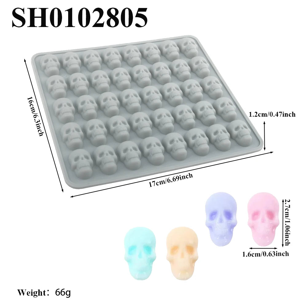 40-Cell Halloween Candy Making Mold Halloween Chocolate Mold Silicone Skull Mould Halloween Skull Ice Tray Kitchen Bakeware
