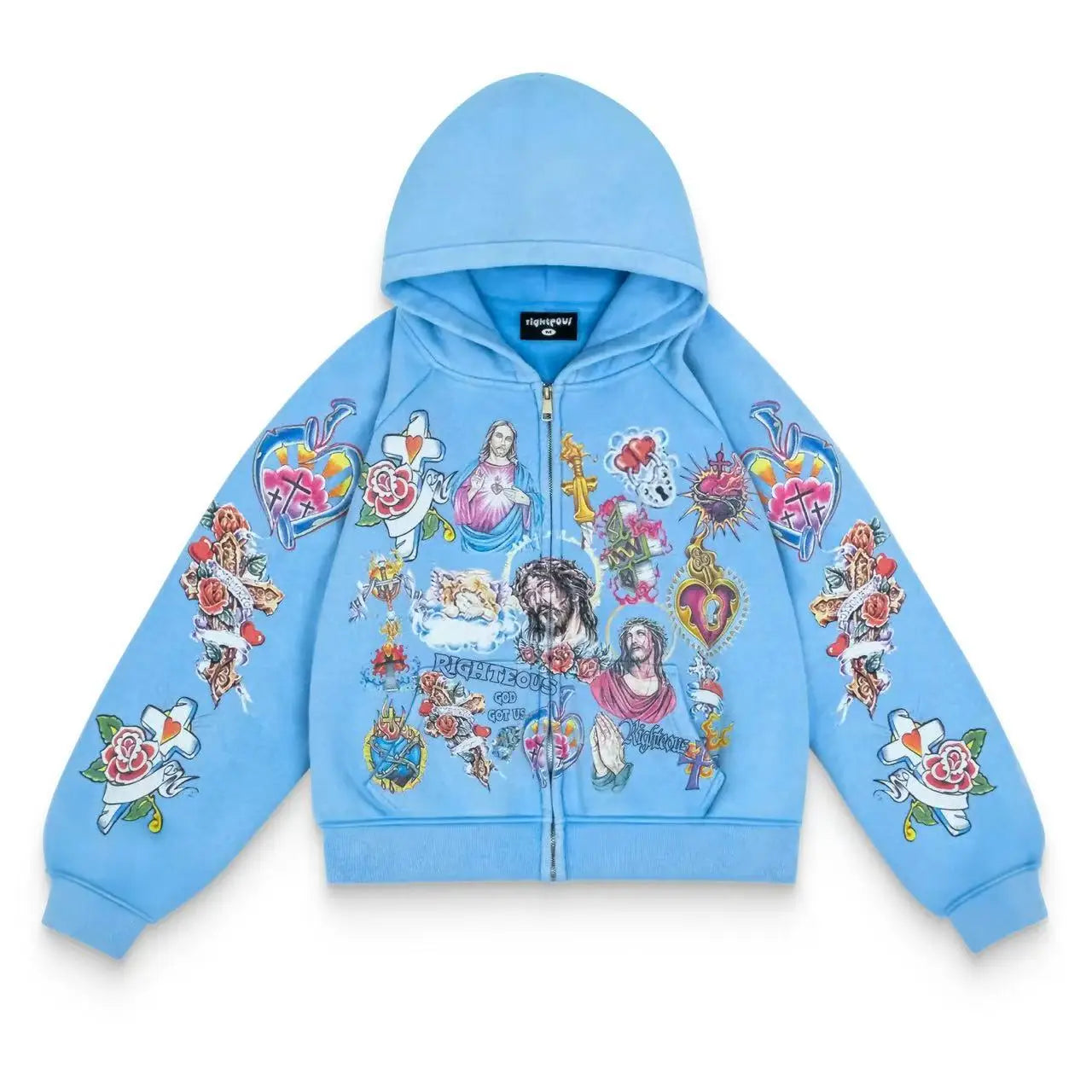 Y2k Hip Hop Retro Pattern Print Zip Up Hoodies Men Clothing Streetwear Harajuku Oversized Jacket Gothic Casual Sweatshirt Hoodie