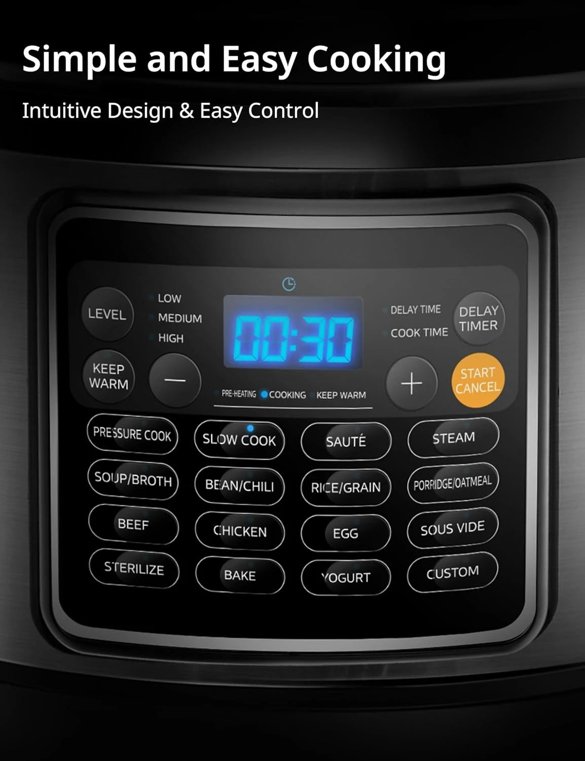 16 in 1 Electric Pressure Cooker Non-Stick Pot Yogurt Maker Rice Slow Saute Steamer 8 Quarts Stainless Steel