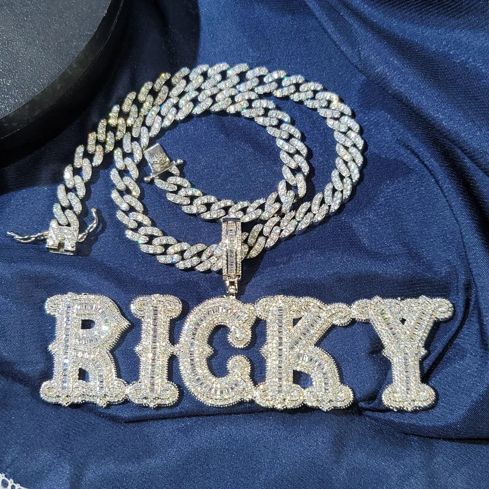 Custom Icy Name Necklace Personalized Letter&Numbers Pendant With Cuban Chain Hip Hop Rapper Jewelry Accessories For Women Men