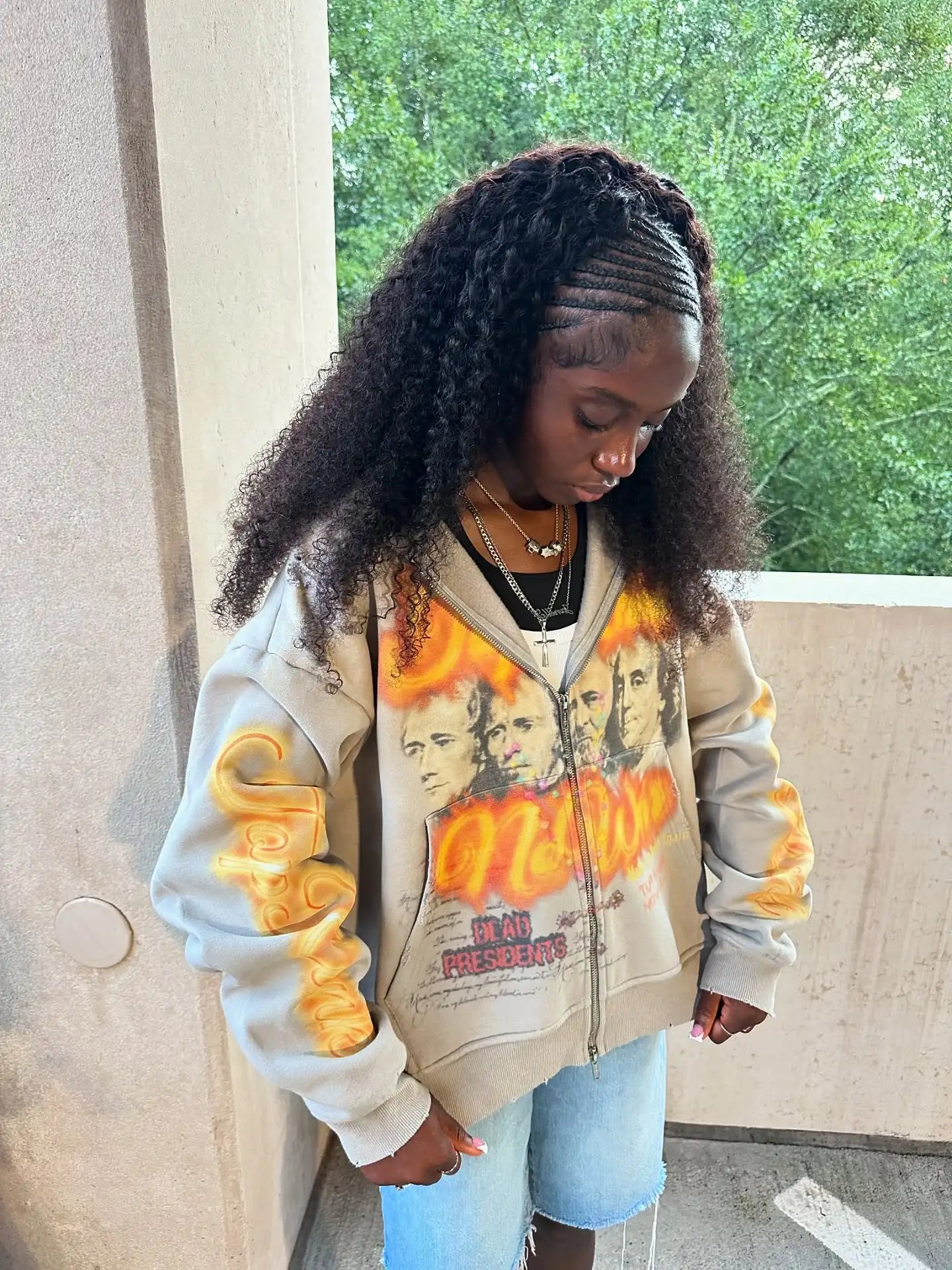 Y2K Gray Zip Hoodie Top Rank President Print Sweater Men Women Fashion Vintage Classic Hip Hop Streetwear Clothing Loose Jacket