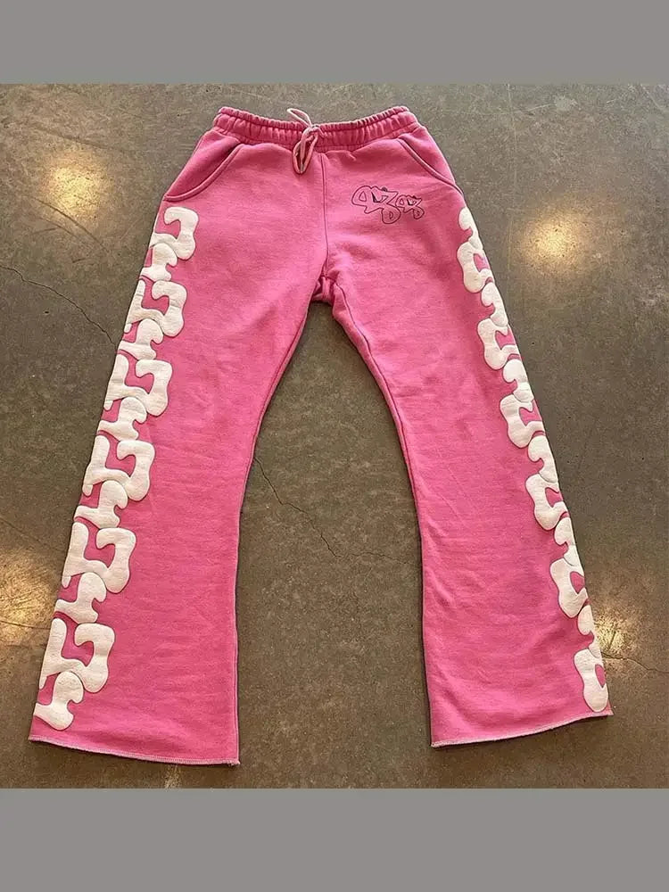 Harajuku casual loose wide leg pants jogging hip hop 2024 straight pants sweatpants Y2k street print bell pants for men