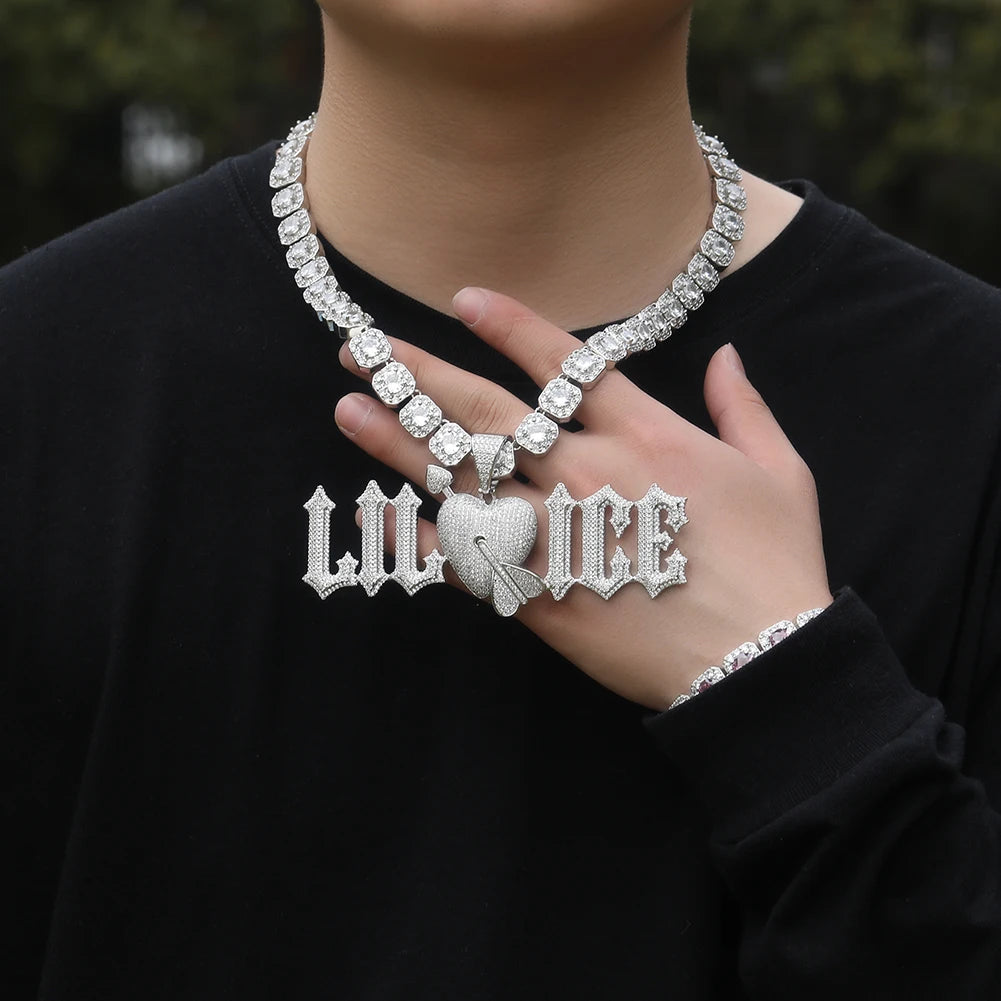 UWIN Custom Vintage Font Letters Necklace for Women Men Icy Bling CZ Personalized Name Charms Fashion Hip Hop Jewelry for Gift