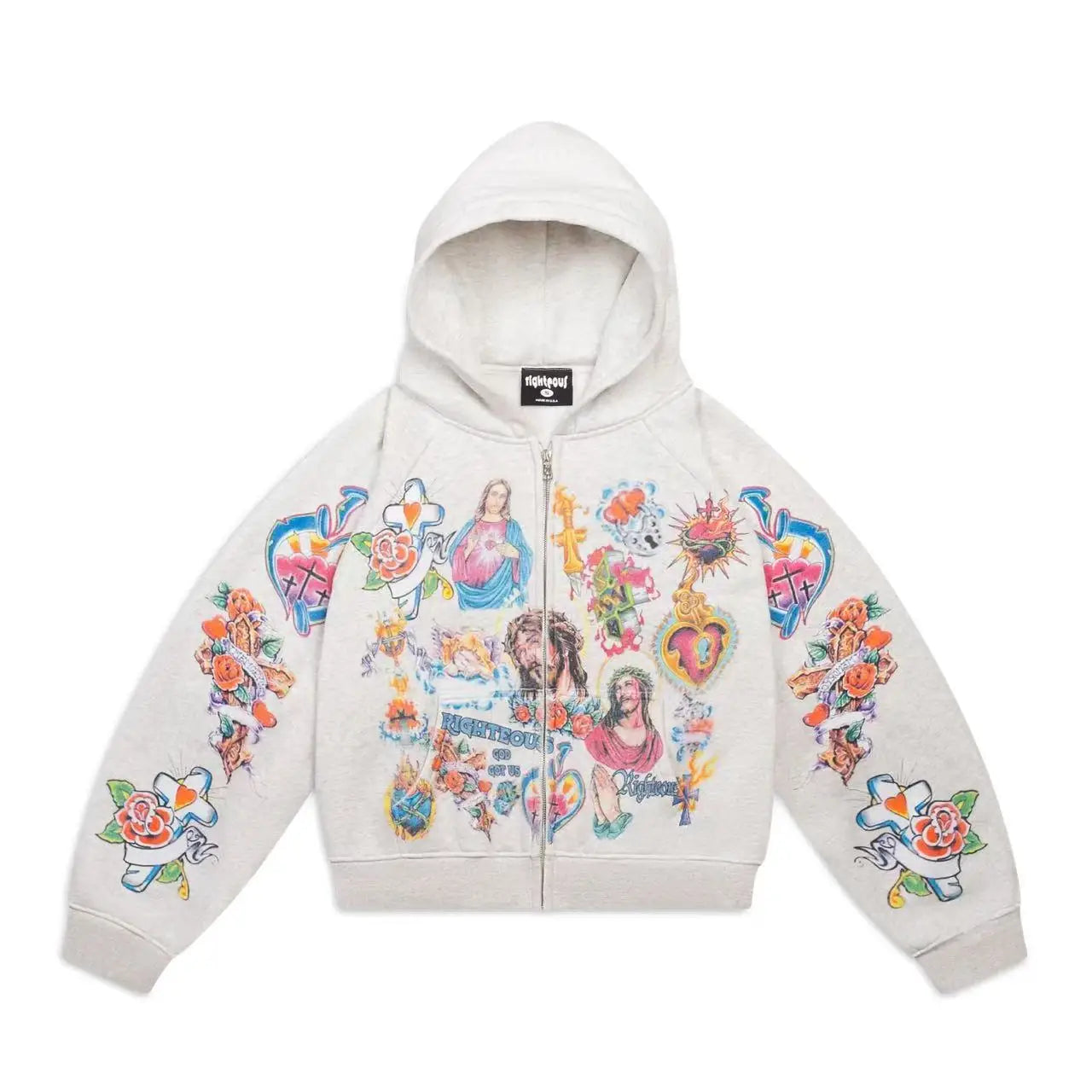 Y2k Hip Hop Retro Pattern Print Zip Up Hoodies Men Clothing Streetwear Harajuku Oversized Jacket Gothic Casual Sweatshirt Hoodie