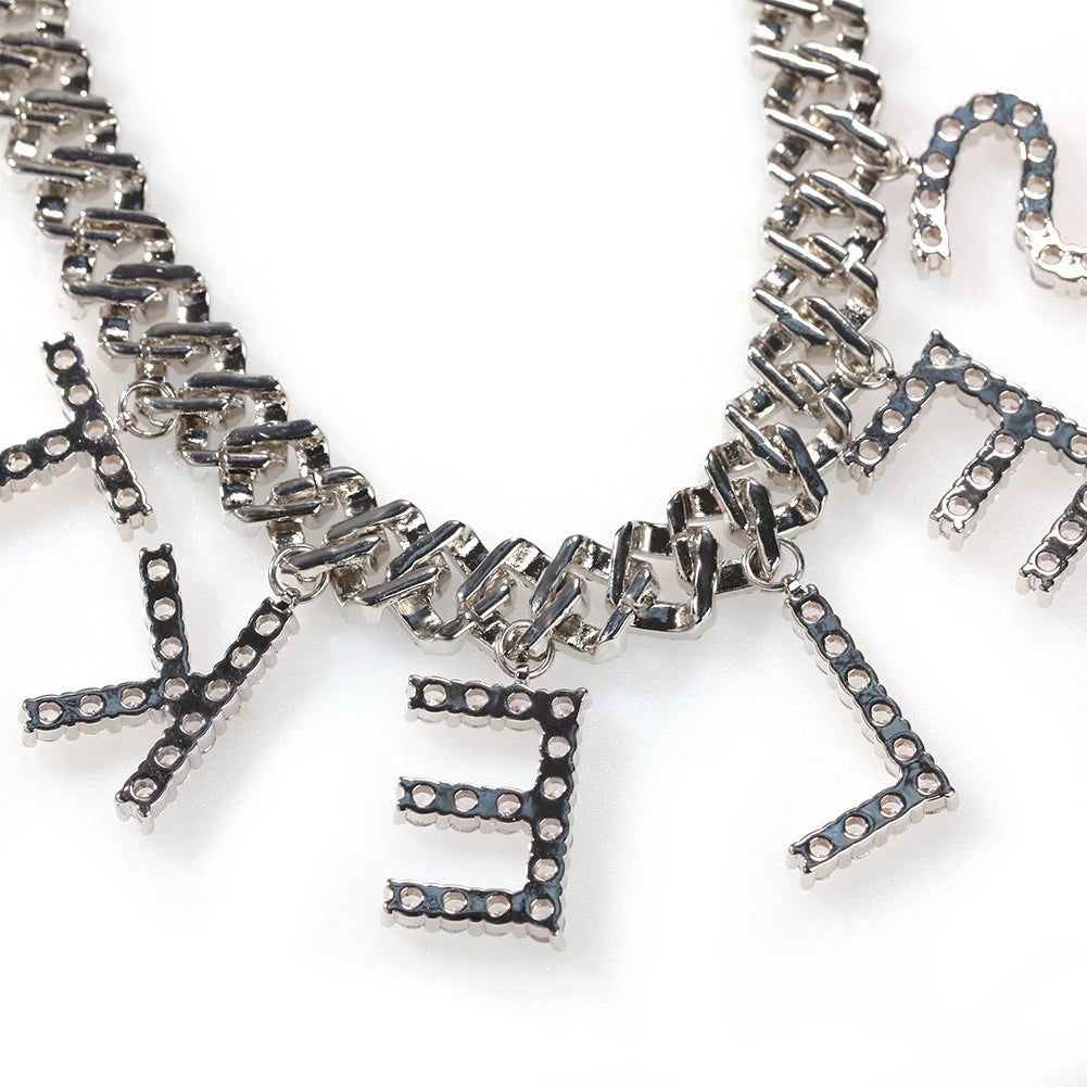 TBTK Personalizd Name Necklaces Initial Letters Pendant A- Z 12mm Cuban Chain For Men And Women DIY Letters Gift Jewerly