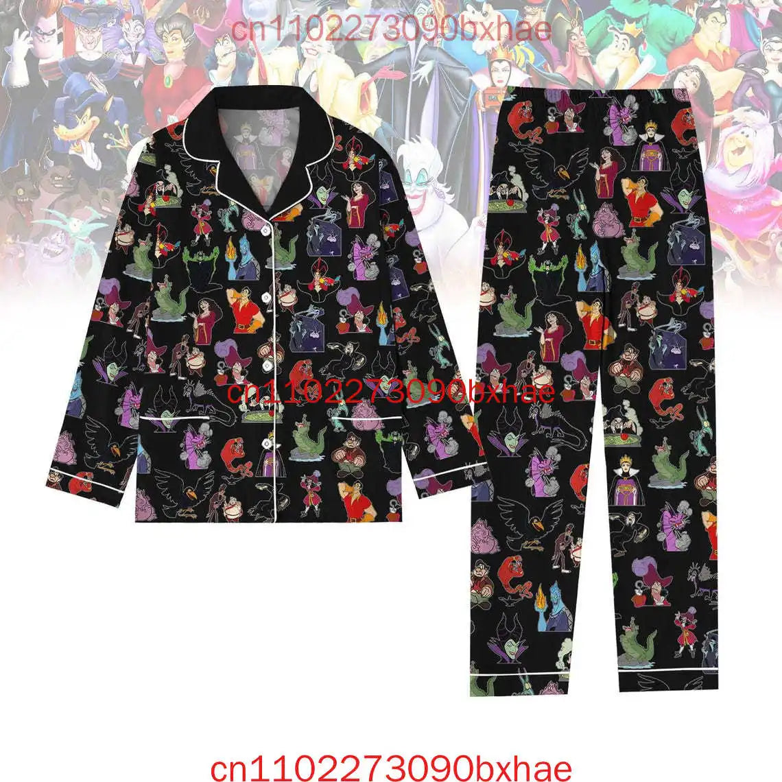 Halloween Pattern Pajamas Set Mickey Mouse Pumpkin Pajamas Magic Kingdom Cartoon Characters Sleepwear Holiday Long Sleeve Pajama