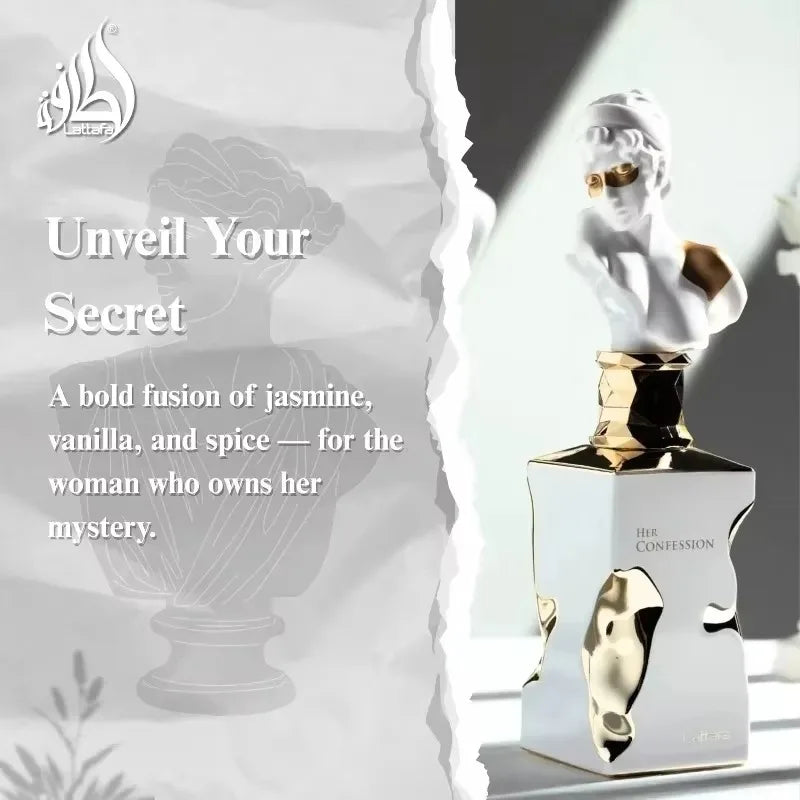 Lattafa Her Confession Eau de Parfum Spray 100ml Original Arab Perfumes Lasting Vanilla Perfume Charm Cologne Makeup for Women