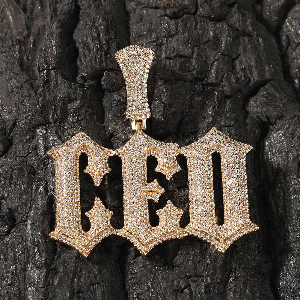 UWIN Custom Vintage Font Letters Necklace for Women Men Icy Bling CZ Personalized Name Charms Fashion Hip Hop Jewelry for Gift