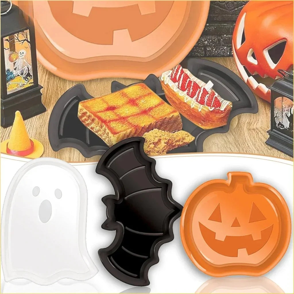 Halloween Snack Tray Candy Plate Pumpkin Ghost Bat Fruit Bowl Decorative Serving Dish Party Supplies Table Decoration Plate