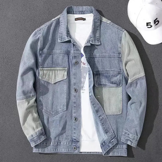 2024 Men's Casual Oversize Denim Jacket Korean Streetwear Men Jeans Jacket Coats Casual Windbreaker Overalls Coat Outwear S-4XL
