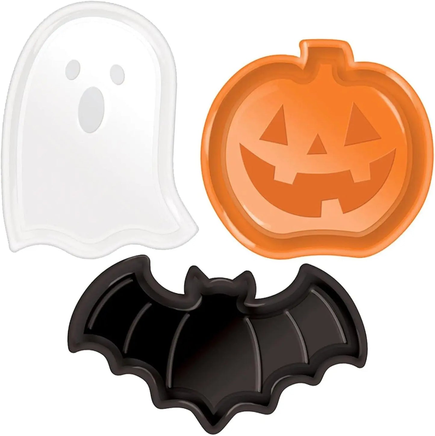 Halloween Plastic Serving Trays 1-5PCS Pumpkin Ghost Bat Candy Snack Plates for Party Table Decoration Display Use