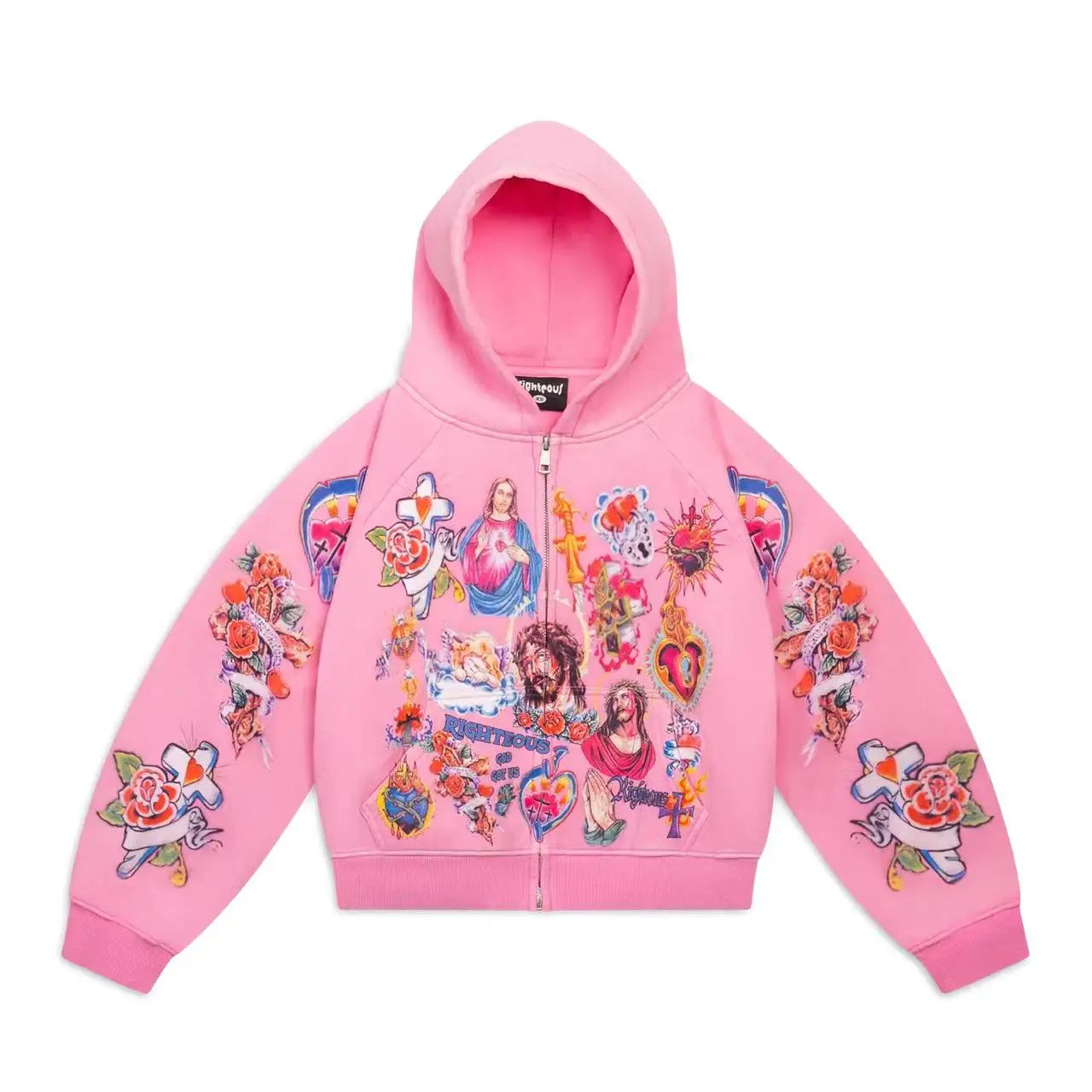 Y2k Hip Hop Retro Pattern Print Zip Up Hoodies Men Clothing Streetwear Harajuku Oversized Jacket Gothic Casual Sweatshirt Hoodie