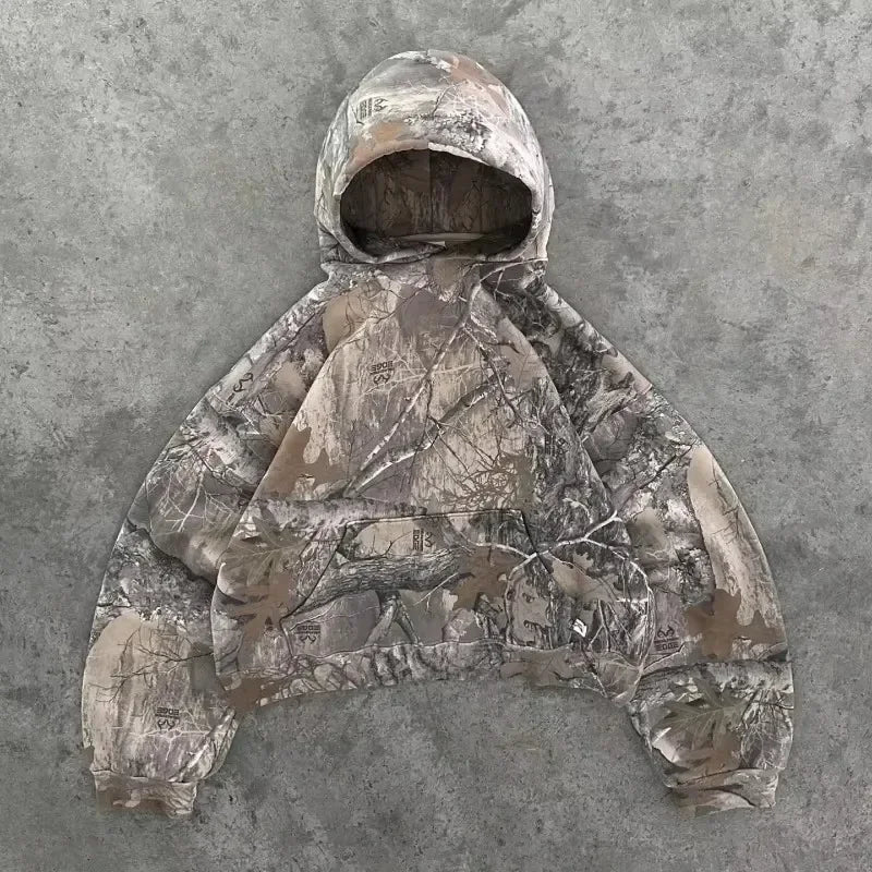 New Harajuku Hip-hop Gothic Akimbo Fashion Camouflage Leaf Loose Coats Jacket Mens Y2K Retro Couple Casual American Streetwear