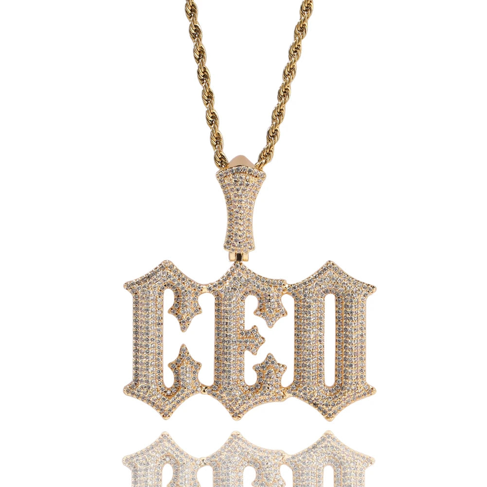UWIN Custom Vintage Font Letters Necklace for Women Men Icy Bling CZ Personalized Name Charms Fashion Hip Hop Jewelry for Gift