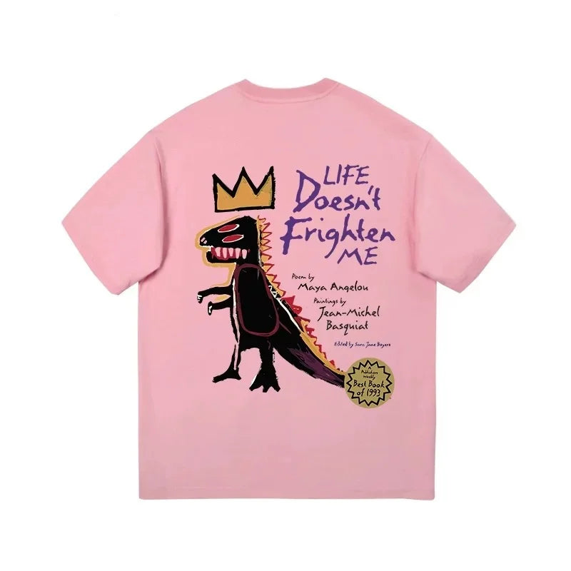 Fashion Trend Brand Oversize Dinosaur Graffiti Round Neck Short Sleeve T-shirt 2024 Summer Hip Hop Men's And Women's New Tops