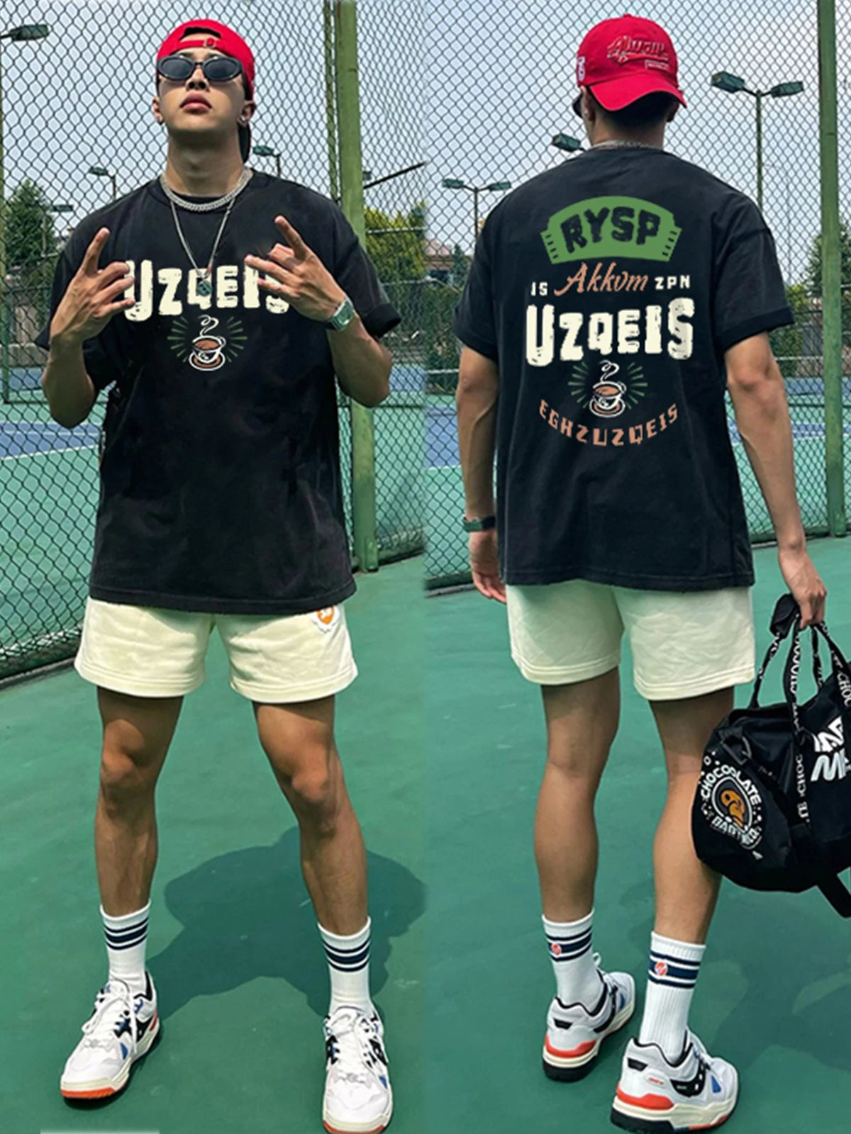 Pure Cotton Casual Short-sleeved T-shirt Men European and American Hip-hop Printing American Men's Retro Street Top Trendy Brand