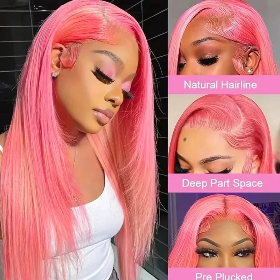 Botisi 13x4 Lace Frontal Pink Lace Front Wig Human Hair Straight Hd Lace Frontal Wig 13x6 Bone Straight Human Hair Brazilian