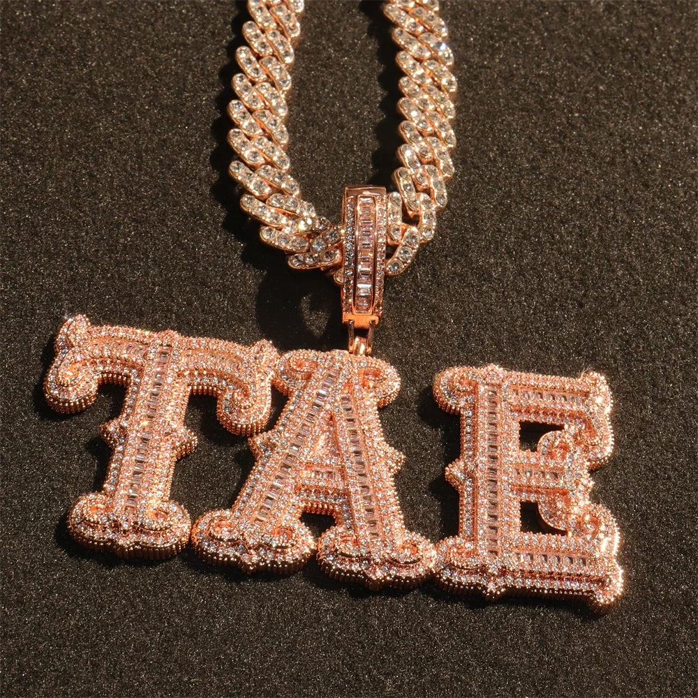 Custom Icy Name Necklace Personalized Letter&Numbers Pendant With Cuban Chain Hip Hop Rapper Jewelry Accessories For Women Men