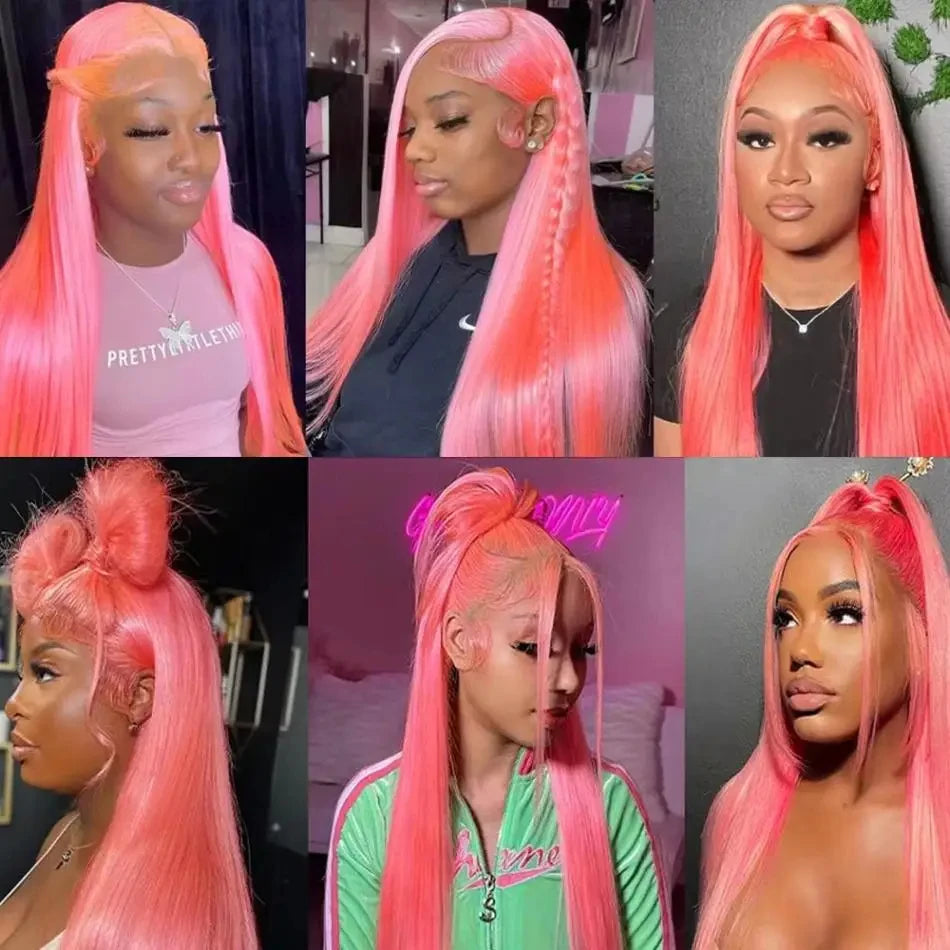 Botisi 13x4 Lace Frontal Pink Lace Front Wig Human Hair Straight Hd Lace Frontal Wig 13x6 Bone Straight Human Hair Brazilian