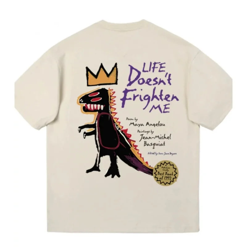 Fashion Trend Brand Oversize Dinosaur Graffiti Round Neck Short Sleeve T-shirt 2024 Summer Hip Hop Men's And Women's New Tops