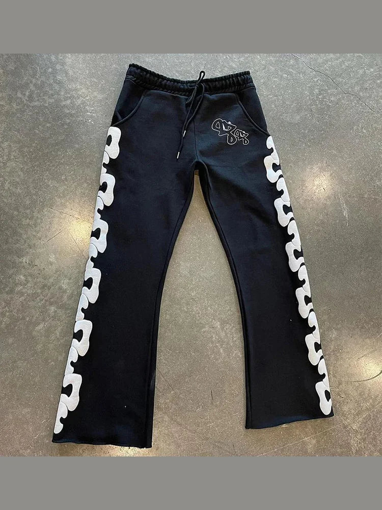Harajuku casual loose wide leg pants jogging hip hop 2024 straight pants sweatpants Y2k street print bell pants for men