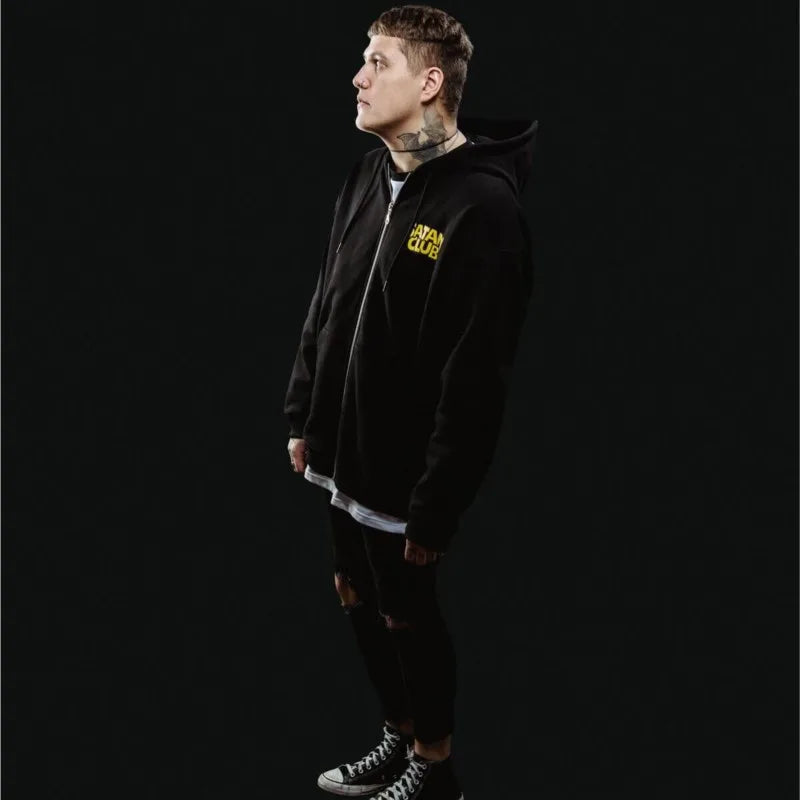 Hip Hop Zipper Men Hoodie Satan Club Graphic Zip Up Hooded Pullover Sweatshirts Winter Streetwear Jacket Y2K Coat Clothing Goth
