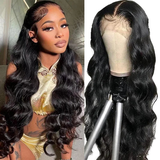 13x4 Body Wave Human Hair Lace Front Wig 180% Density HD Transparent 9A For Women 18Inch Natural
