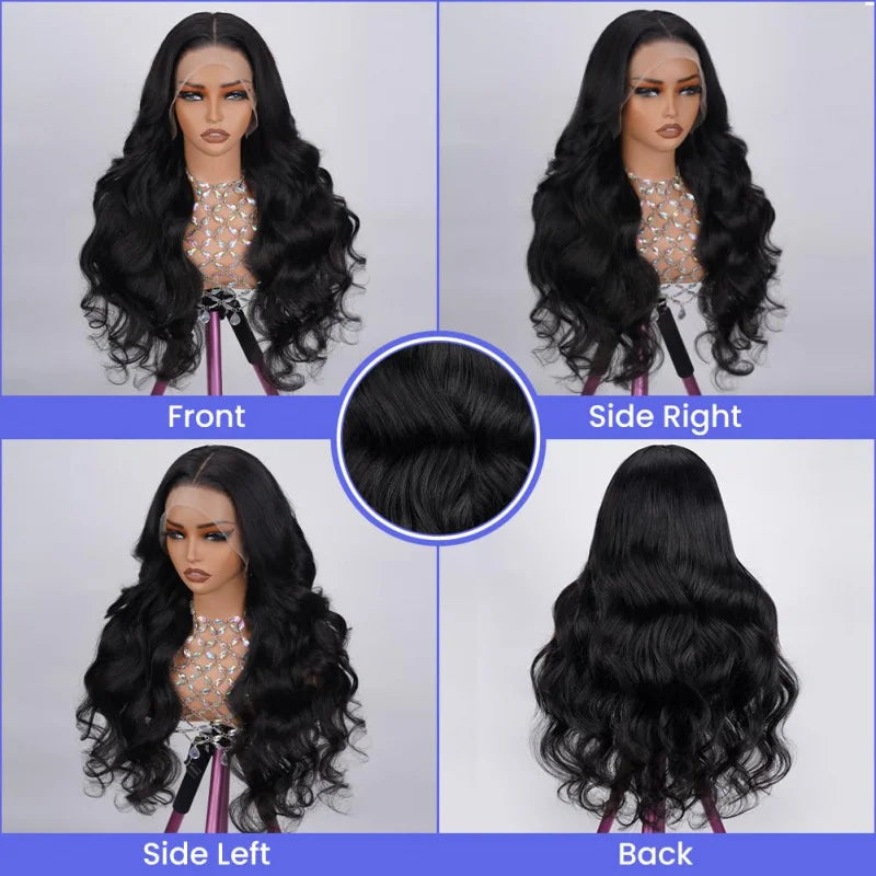 13x4 Body Wave Human Hair Lace Front Wig 180% Density HD Transparent 9A For Women 18Inch Natural