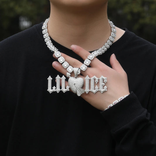 UWIN Custom Vintage Font Letters Necklace for Women Men Icy Bling CZ Personalized Name Charms Fashion Hip Hop Jewelry for Gift
