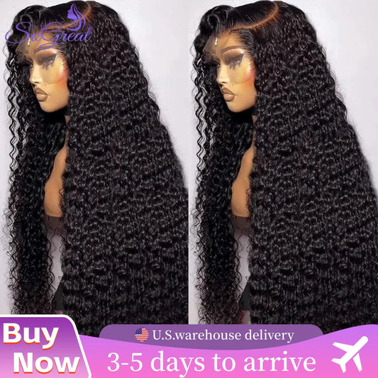 200% Density Curly Lace Frontal Wig 13x6 13x4 Water Wave Human Hair