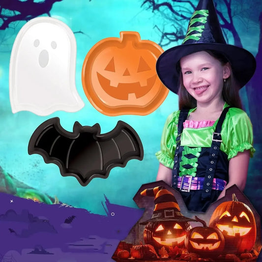 Halloween Snack Tray Candy Plate Pumpkin Ghost Bat Fruit Bowl Decorative Serving Dish Party Supplies Table Decoration Plate