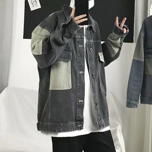 2024 Men's Casual Oversize Denim Jacket Korean Streetwear Men Jeans Jacket Coats Casual Windbreaker Overalls Coat Outwear S-4XL