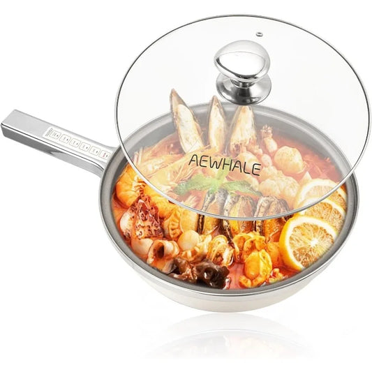 Hot Pot Electric,5L Multifunctional Electric Pot for Cooking,1600W Non-Stick Frying Pans for Steak, Egg, Ramen, Soup wit