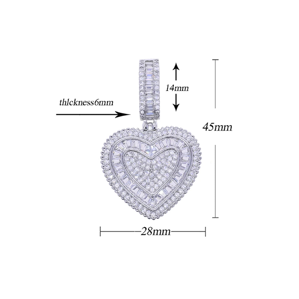 2025 New Icy Heart Pendant Necklace Iced Out Cubic Zirconia Love Heart Charm Hip Hop Jewelry For Girls Women Men Jewelry