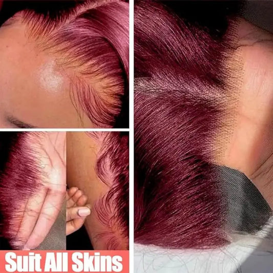 99J Burgundy 13x4 Lace Front Human Hair Wig 180% Density Body Wave Glueless Red Wig 18 Inch For Black Women