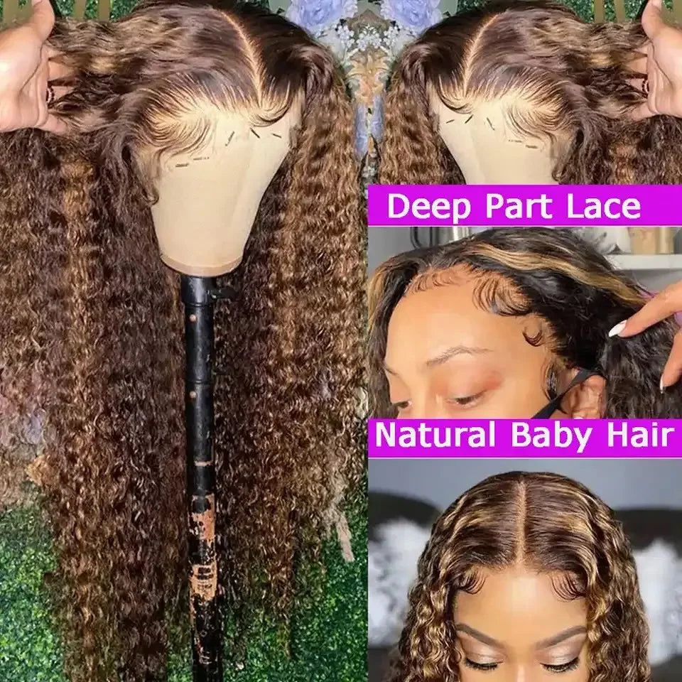 427 Highlight Ombre Wig Human Hair 13X6 Hd Lace Frontal Wigs Honey Blonde 360 Full Lace Wig Deep Wave Human Hair Wigs 30 32 Inch