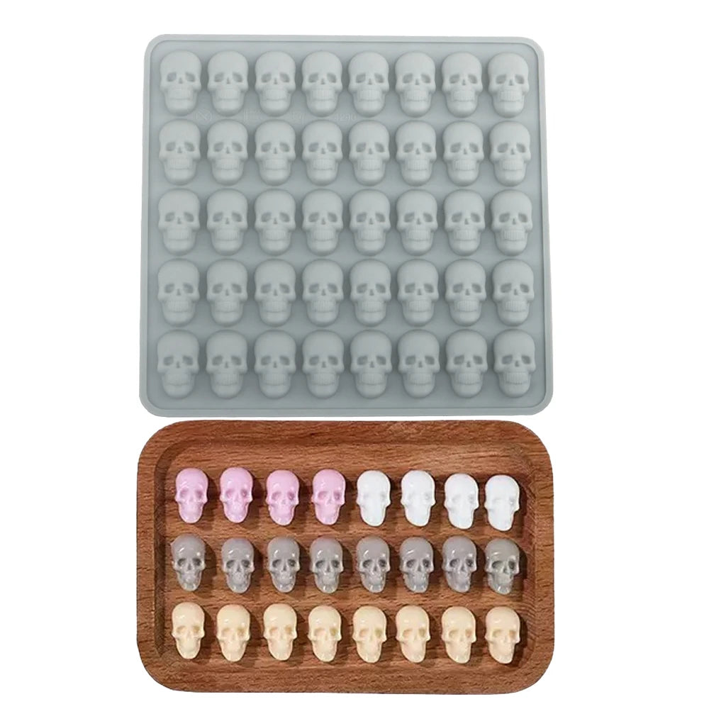 40-Cell Halloween Candy Making Mold Halloween Chocolate Mold Silicone Skull Mould Halloween Skull Ice Tray Kitchen Bakeware