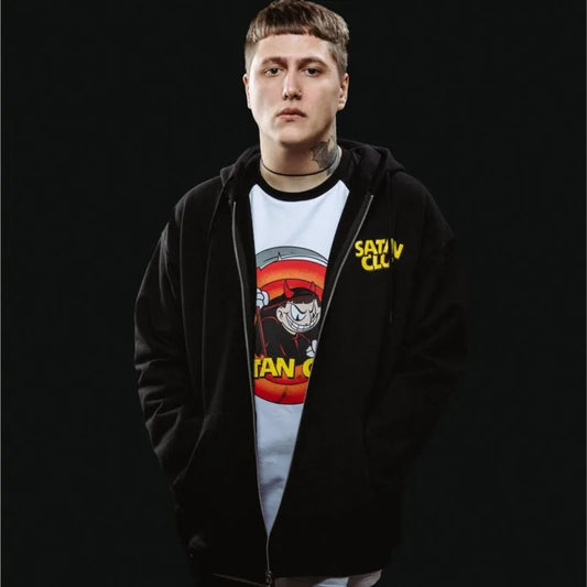 Hip Hop Zipper Men Hoodie Satan Club Graphic Zip Up Hooded Pullover Sweatshirts Winter Streetwear Jacket Y2K Coat Clothing Goth