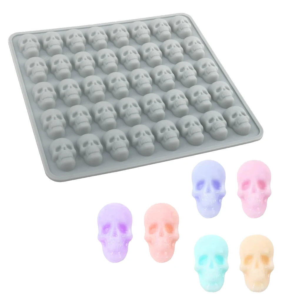 40-Cell Halloween Candy Making Mold Halloween Chocolate Mold Silicone Skull Mould Halloween Skull Ice Tray Kitchen Bakeware