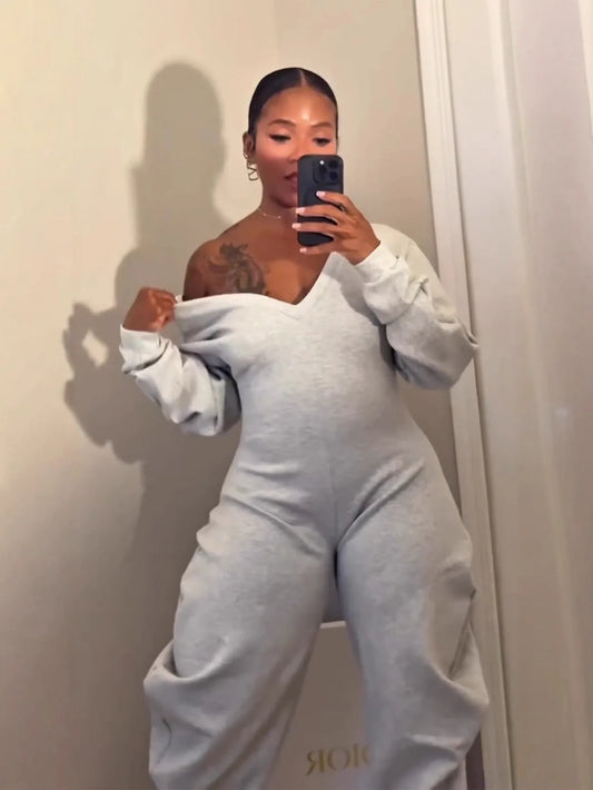 Fitness Women Jumpsuits Solid Long Sleeve Baggy Rompers 2025 Autumn New Fashion Streetwear Casual Workout Activewear One Piece