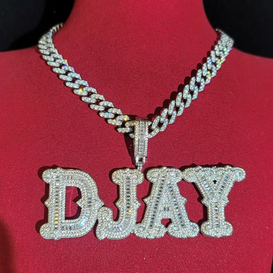 Custom Icy Name Necklace Personalized Letter&Numbers Pendant With Cuban Chain Hip Hop Rapper Jewelry Accessories For Women Men