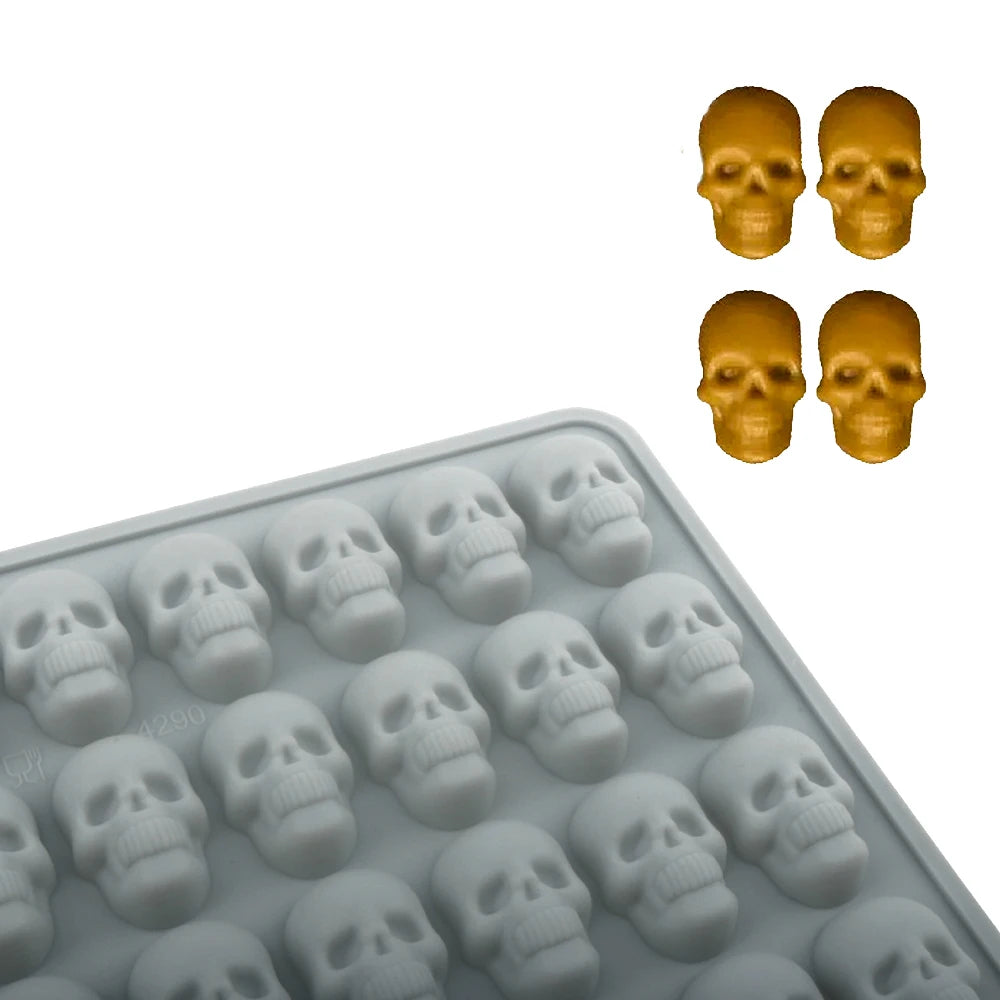 40-Cell Halloween Candy Making Mold Halloween Chocolate Mold Silicone Skull Mould Halloween Skull Ice Tray Kitchen Bakeware
