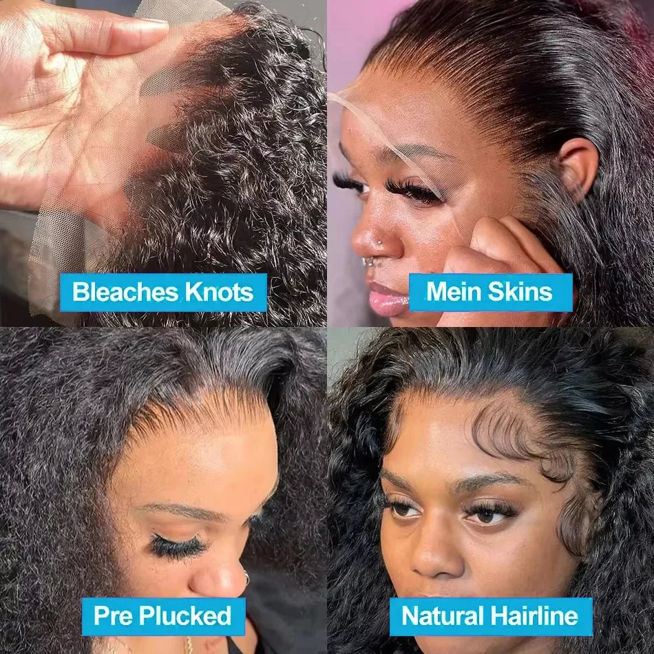 200% Density Curly Lace Frontal Wig 13x6 13x4 Water Wave Human Hair