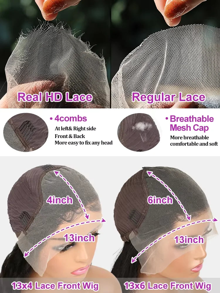 250% Density 30 inch 13x6 HD Lace Front Wigs Human Hair Women Body Wave 13x4 Frontal Wigs Women Peruvian Glueless Closure Wigs