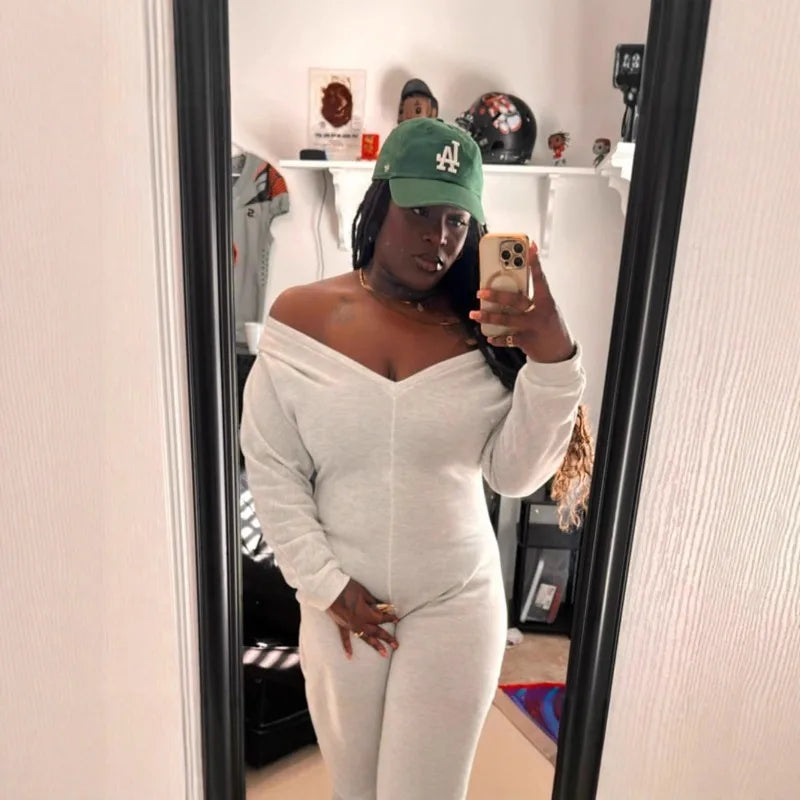 Fitness Women Jumpsuits Solid Long Sleeve Baggy Rompers 2025 Autumn New Fashion Streetwear Casual Workout Activewear One Piece