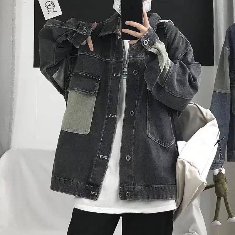 2024 Men's Casual Oversize Denim Jacket Korean Streetwear Men Jeans Jacket Coats Casual Windbreaker Overalls Coat Outwear S-4XL